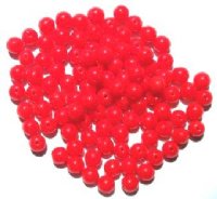 100 6mm Milky Opal Red Round Glass Beads